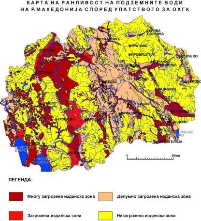 Карти на ранливост се изработени во мерка 1:300000 за листовите Крушево, Битола Лерин, Кичево, Гостивар и Кратово, што изнесува површина од 7763 km 2, што претставува 30.2% од целата територија на Р.