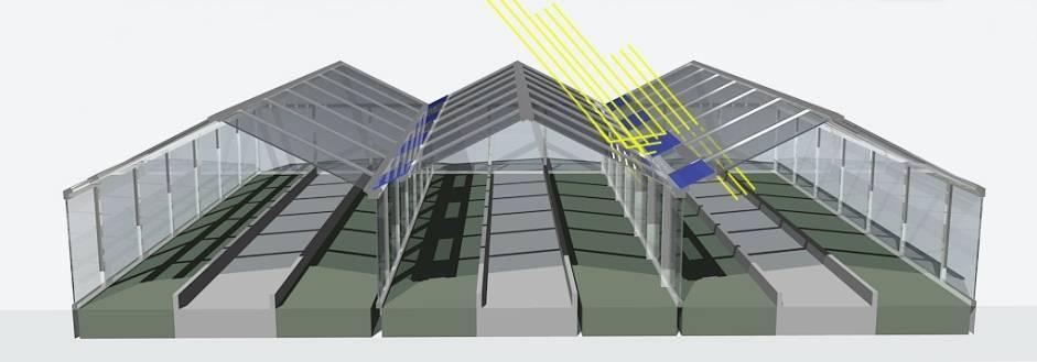 Εφαρμογές φωτοβολταϊκών στο θερμοκήπιο Μπορεί να καλύπτουν τμήμα της οροφής και να συνδυάζονται με φακούς
