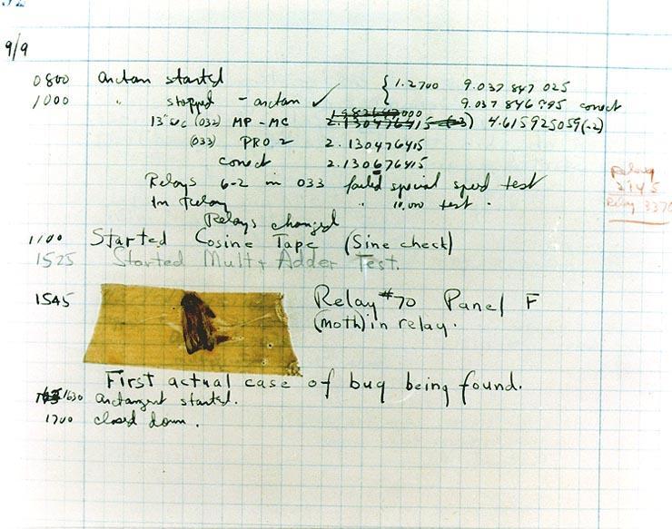 Και κάτι τελευταίο To 1947 η Grace Hopper εργαζόμενη στον υπολογιστή Mark II του πανεπιστημίου του Harvard, διαπίστωσε ότι η προβληματική λειτουργία του υπολογιστή οφείλονταν σε ένα έντομο (bug) που