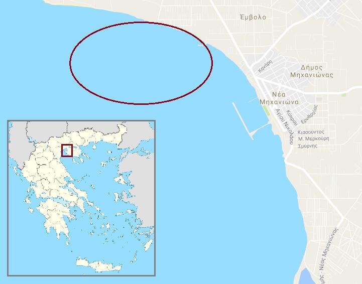 ΚΕΦΑΛΑΙΟ 3. ΔΕΔΟΜΕΝΑ 3.1 ΠΕΡΙΟΧΗ ΜΕΛΕΤΗΣ Η παρούσα μελέτη επικεντρώθηκε στη θαλάσσια περιοχή της Νέας Μηχανιώνας (εικόνα 9).