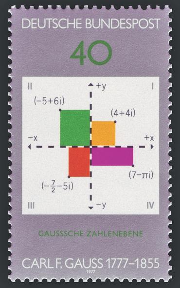 KOMPLEKSNA RAVNINA.4 Na jednoj od poštanskh maraka štosuotsnuteunjemačkoj 977. godne prgodom oblježavanja 00-godšnjce rodenja - Carla Fredrcha Gaussa, često nazvanog prnceps mathematcorum (lat.