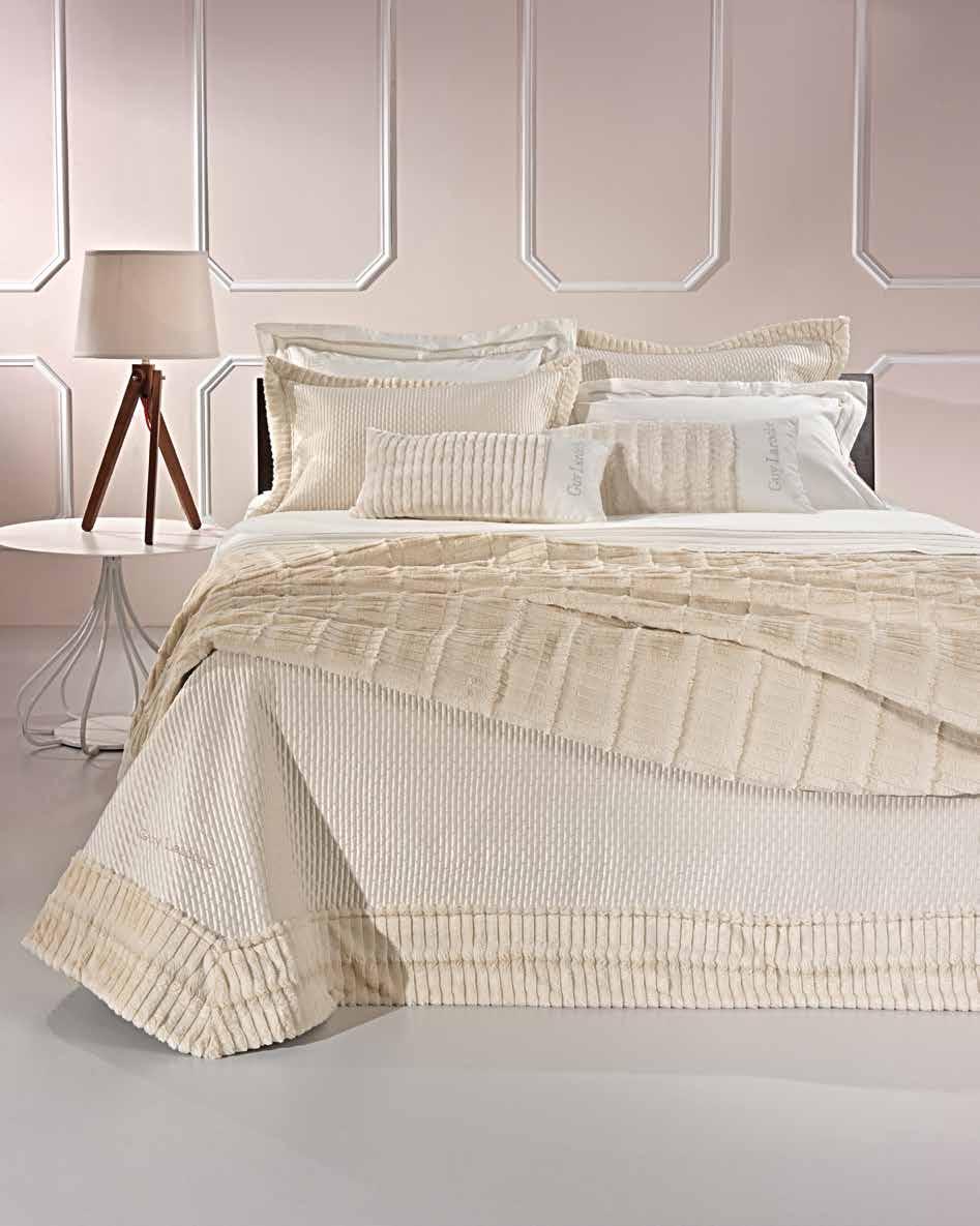 satin taffeta imperia sand Σετ κoυβρ-λί 3 τεμαχίων satin polyester με γούνα, διάσταση: 230 x