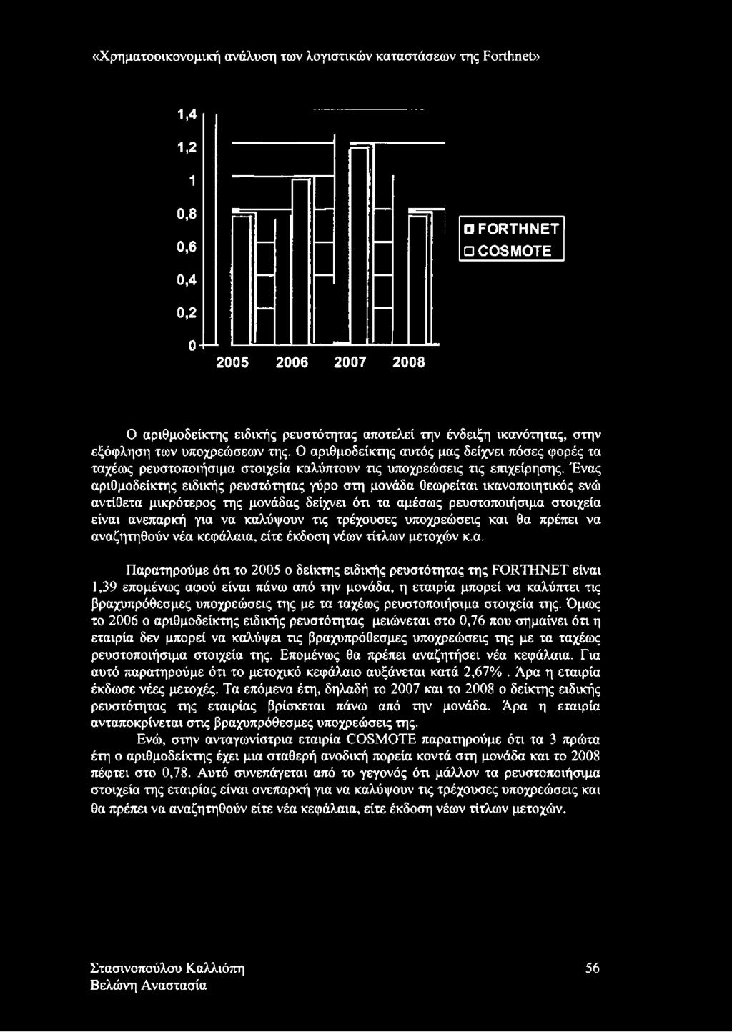 Ένας αριθμοδείκτης ειδικής ρευστότητας γύρο στη μονάδα θεωρείται ικανοποιητικός ενώ αντίθετα μικρότερος της μονάδας δείχνει ότι τα αμέσως ρευστοποιήσιμα στοιχεία είναι ανεπαρκή για να καλύψουν τις