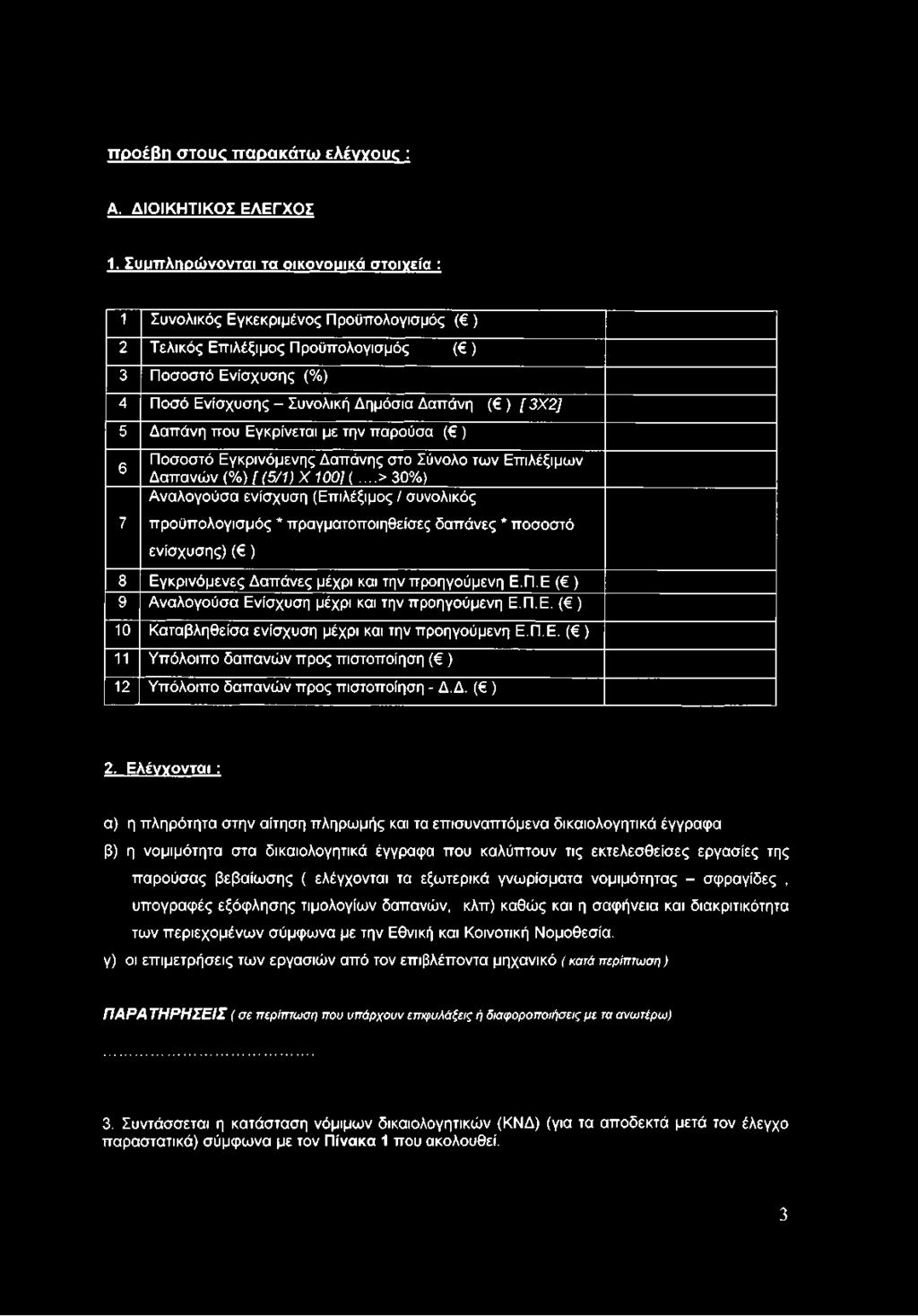 ίσ χ υ σ η ς (%) 4 Π ο σ ό Ε ν ίσ χ υ σ η ς - Σ υ ν ο λ ικ ή Δ η μ ό σ ια Δ α π ά ν η ( ) [ 3X 2] 5 Δ α π ά ν η π ο υ Ε γ κ ρ ίν ετ α ι με την π α ρ ο ύ σ α ( ) 6 7 Π ο σ ο σ τ ό Ε γ κ ρ ιν ό μ ε ν η