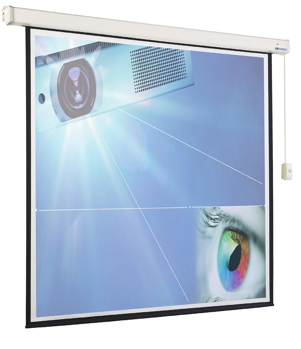 ΟΘΟΝΕΣ ΠΡΟΒΟΛΗΣ PROJECTION SCREENS Ηλεκτρική οθόνη προβολής Regular Αθόρυβη λευκή ματ οθόνη προβολής. Μαύρα πλαίσια (3 ή 5 εκ.): σε όλες τις πλευρές στα 1:1, 4:3 και 16:10.