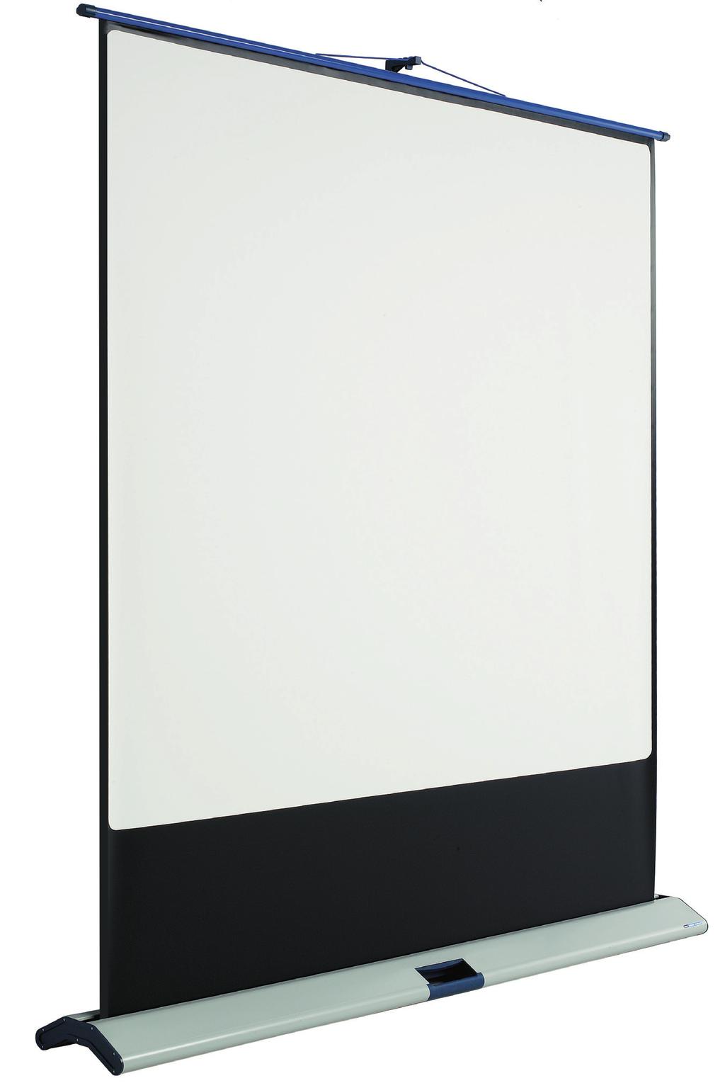 Bildleinwand Mobile Compact Mobile mattweiße Bildleinwand mit robustem leichtgewicht aluminium Gehäuse und Handgriff.