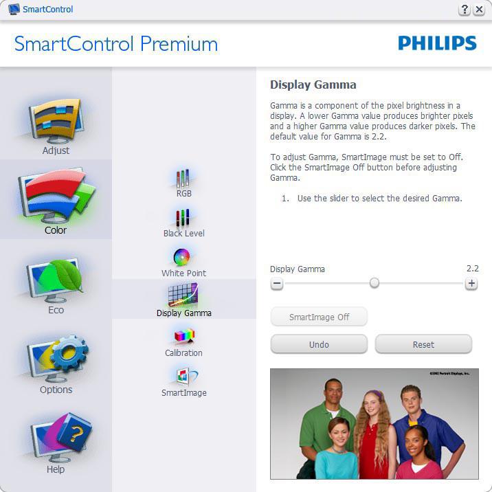 Calibration (Βαθμονόμηση χρώματος) και το SmartImage (ανατρέξτε στην ενότητα SmartImage).