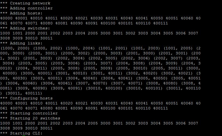 sudo mn --controller=remote,ip=127.0.0.1 --mac --switch ovsk --custom ~/temp/fattree_3_2_6_12.