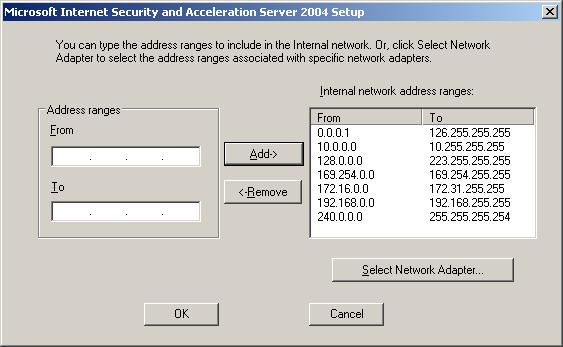 Εικόνα 164 MS ISA Server 2004: Ενημερωτικό μήνυμα Εμφανίζεται η λίστα