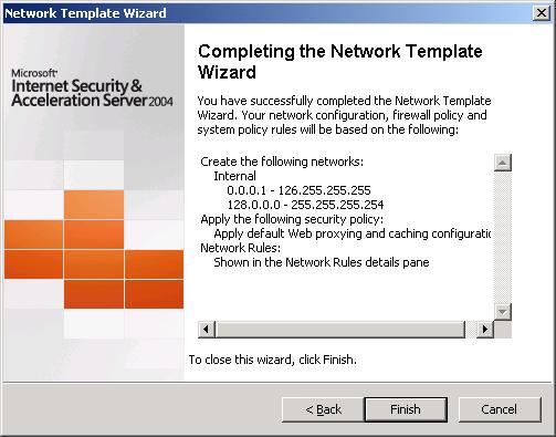Εικόνα 178 MS ISA Server 2004: Εφαρμογή τυπικών ρυθμίσεων