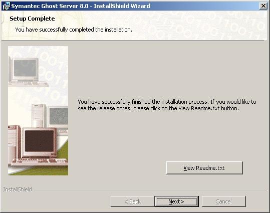 Εικόνα 120 Symantec Ghost Corporate Edition: Επιβεβαίωση εγκατάστασης