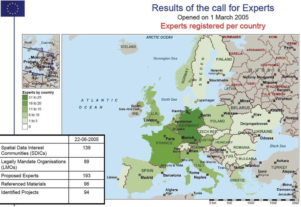 Στις 14 Μαρτίου 2007 ψηφίστηκε η οδηγία INSPIRE (2007/2/EC) και τελικά τέθηκε σε ισχύ από τις 15 Μαΐου 2007.