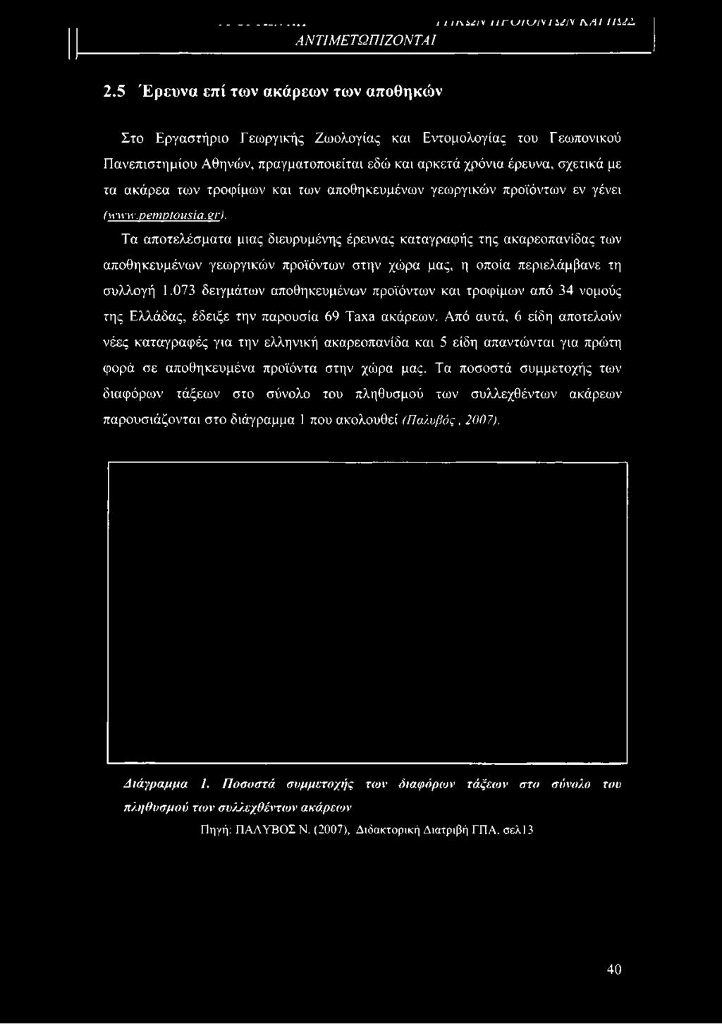 ακάρεα των τροφίμων και των αποθηκευμένων γεωργικών προϊόντων εν γένει (www.pemptousia. sr).