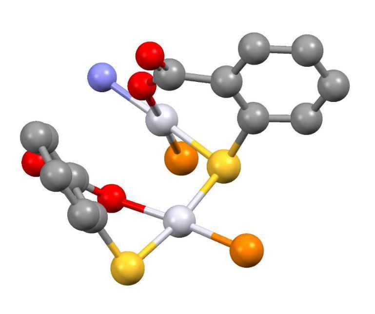 Реакцијом [PtCl 2 (cod)] (cod = циклоокта-1,5-диен) са трифенилфосфином, тиосалицилном киселином и амонијаком синтетисан је бинуклеаран комплекс [Pt(SC 6 H 4 CO 2 )(NH 3 )(PPh 3 ) Pt(SC 6 H 4 CO 2