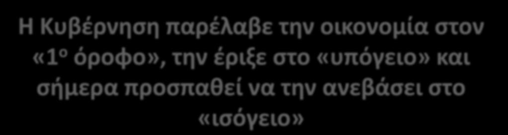 Πορεία της οικονομίας Η Κυβέρνηση παρέλαβε την οικονομία στον «1 ο όροφο»,