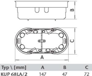 Διάμετρος: 68mm Βάθος: 48mm 2 βίδες