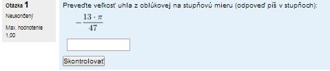 Text otázky: V políčku Model answer môžeme definovať požadovaný výsledok v žiadanom tvare, výraz definovaný v tomto políčku sa nám zobrazí pri kliknutí na Vyplniť správne odpovede :