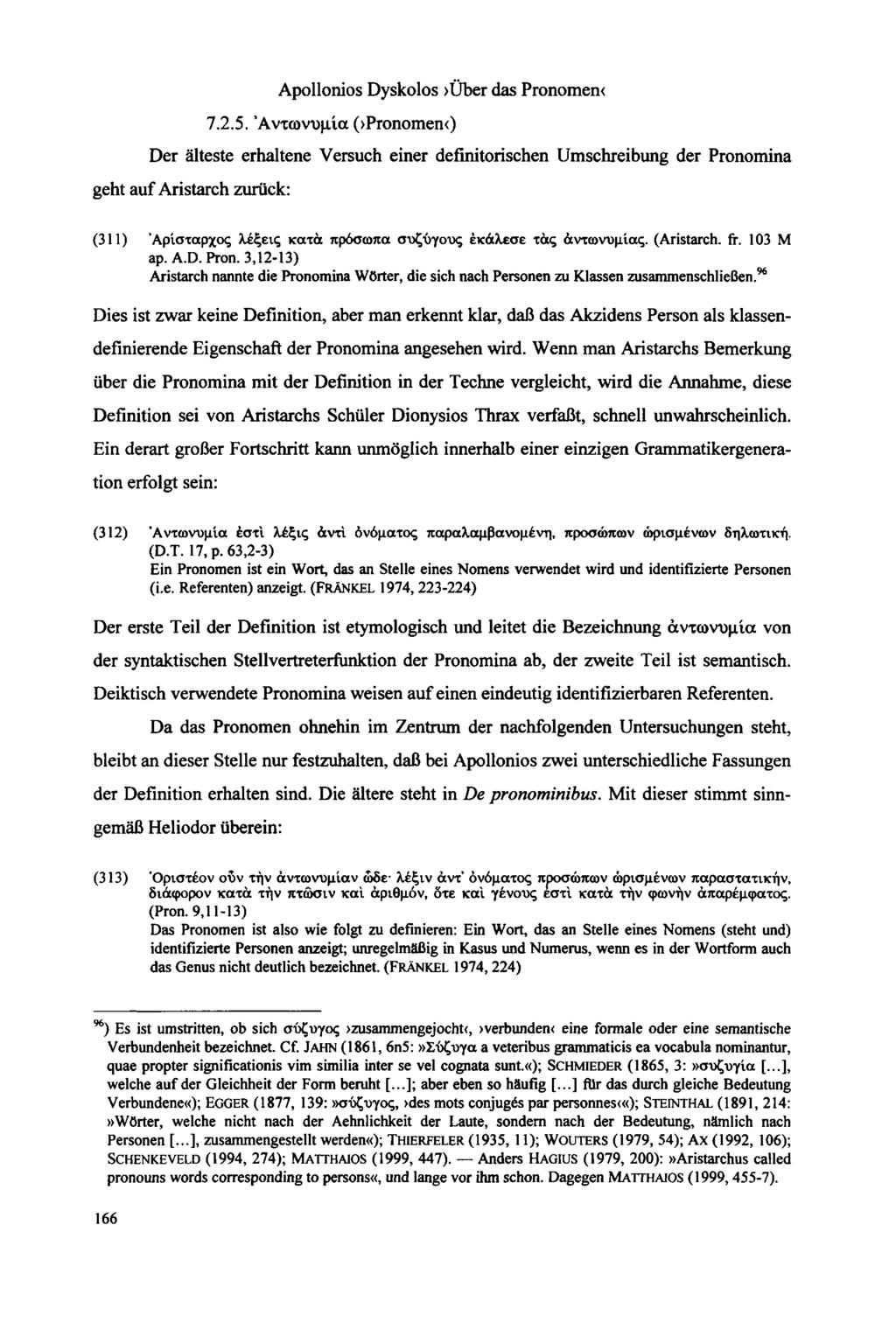 Apollonios Dyskolos >Über das Pronomen< 7.2.5.