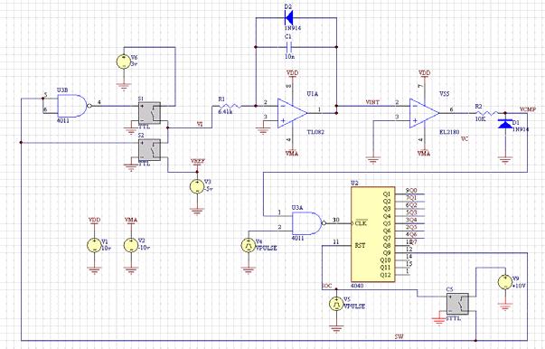 Θα εξετάσουμε τώρα τον Dual Slope A/D Converter πιο αναλυτικά, για την ανάγκη αυτή θα εισάγουμε ένα πραγματικό κύκλωμα όπως φαίνεται στο Σχ 2.4.