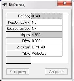 Στην περίπτωση επιλογής κόμβου, το εργαλείο εμφανίζει το όνομα του κόμβου και τις συντεταγμένες του.