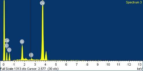 Η X-Ray ανάλυση, Spectrum 3, αποκαλύπτει κορυφές, με κύριο στοιχεία :