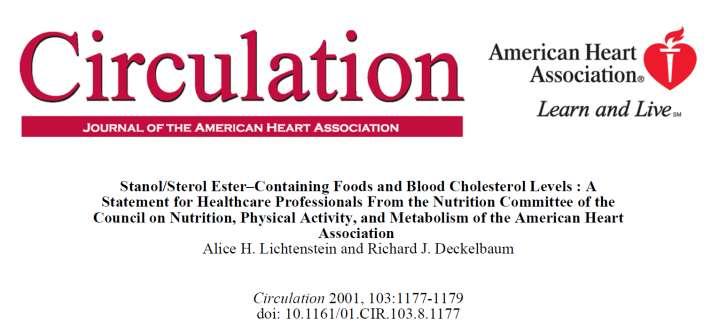 ΣΥΣΤΑΣΕΙΣ ΤΗΣ AMERICAN HEART NUTRITION COMMITTEE Ππόςληχη 2g/ημέπα