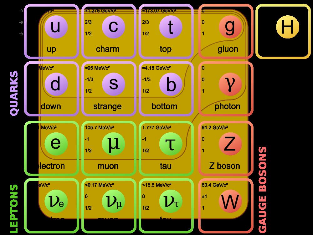 B. Golli, Izbrana poglavja iz Atomov, molekul, jeder 25. maj 2015, 68 8.4 Standardni model V tako imenovanem standardnem modelu delcev in interakcij so zbrani vsi znani delci in vse znane interakcije.