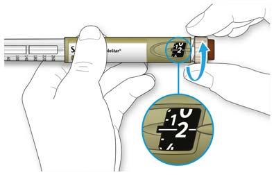 B. Πιέστε το πλήκτρο χορήγησης της ένεσης μέχρι τέλους. Όταν εμφανιστεί το φάρμακο από το ρύγχος της βελόνας, η συσκευή τύπου πένας λειτουργεί σωστά και ο επιλογέας δόσης θα επιστρέψει στο «0».