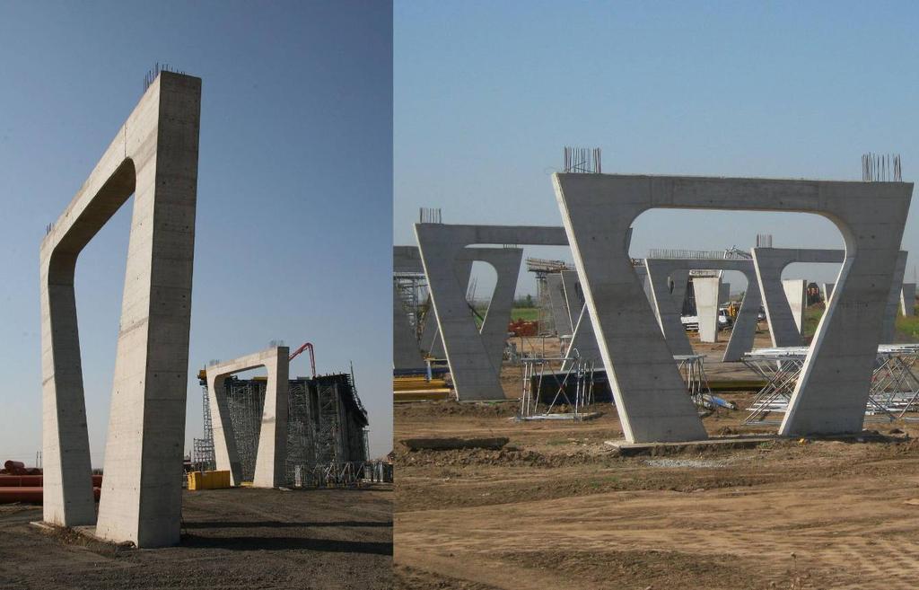 fiktivne (veće) visine, bez ležišta, opterećen istom jediničnom silom na vrhu. Slika 17. Stub 9.5 m - najviši, 5.0 m najniži (Pier 9.5 m the tallest, 5.