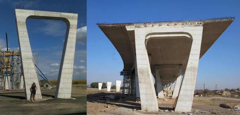 Konstruisani su u vidu grupe od 3 šipa Φ1200 mm preko kojih se izvodi ležišna greda sa andjeoskim krilima.