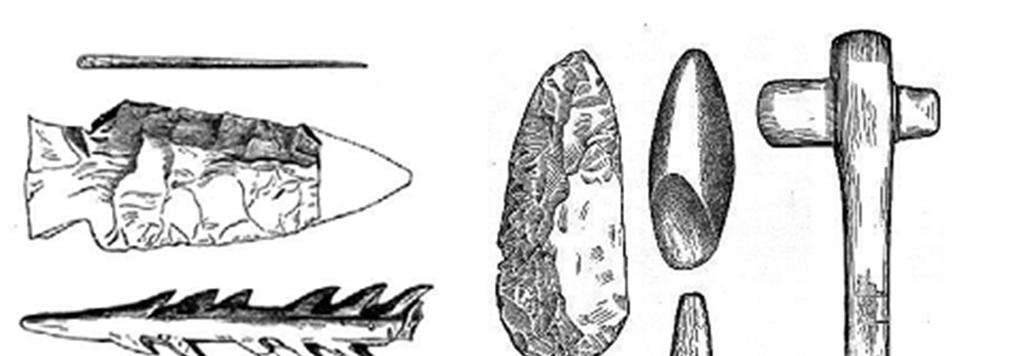 U prethistorijskom razdoblju čovjek počinje obrađivati materijal iz prirode to pokazuju nalazi kamenih sjekira, koštanih udica to potvrđuju.