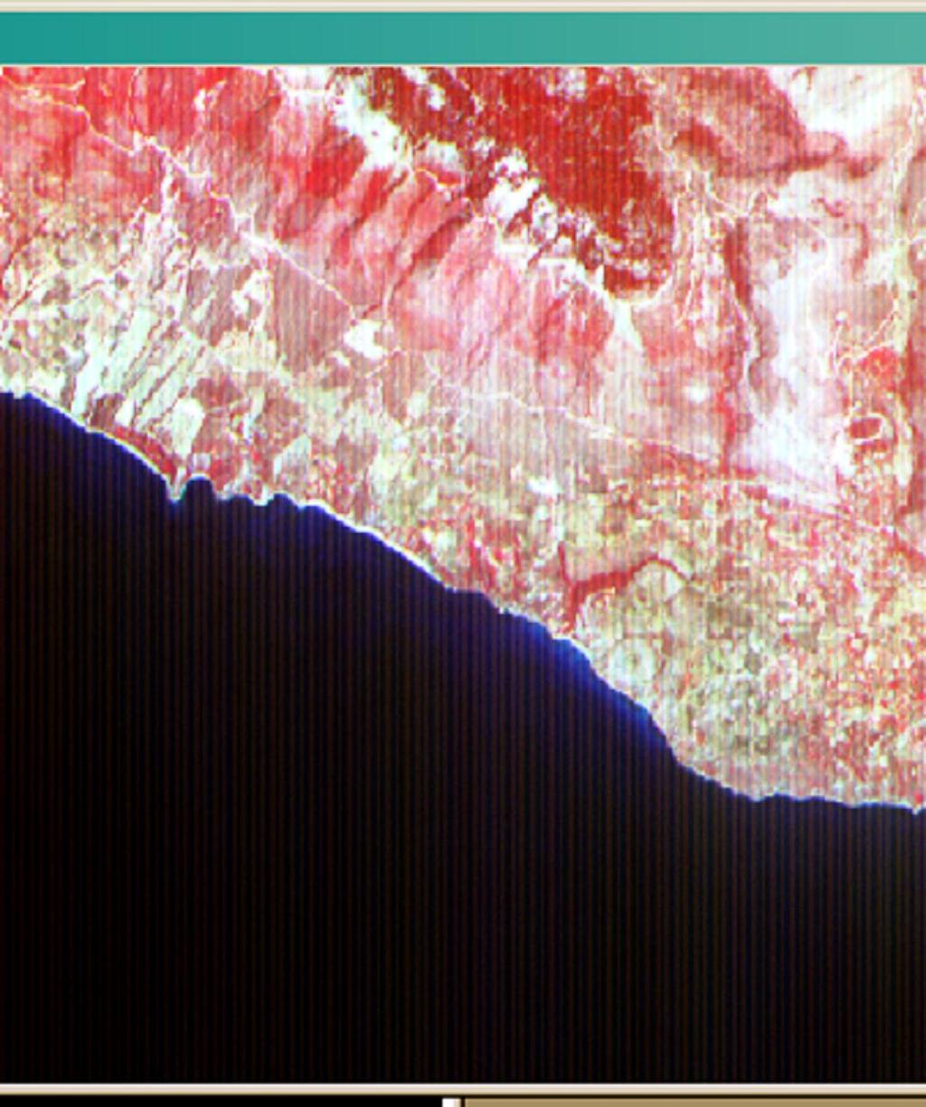 49 Στην δορυφορική εικόνα ASTER στο κανάλι 08 του ASTER (τρίτο κανάλι του SWIR), η ζωνοποίηση έγινε ορατή (ενισχύθηκε) με την επιλογή κατάλληλου look-up-table (αντιστοιχία χρωμάτων)