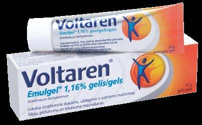 nuo skausmo ir uždegimo NUO GERKLĖS SKAUSMO Voltaren 1,16 % gelis Nereceptinis vaistinis preparatas, 50 g Viename grame Voltaren Emulgel 1,16 % gelio yra 11,6 mg diklofenako