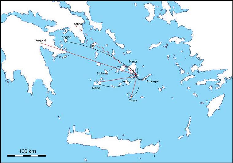 Εικόνα 12: Μετακινήσεις πιστών προς το ιερό με βάση την κεραμική Εικόνα 13: «Αγγείο