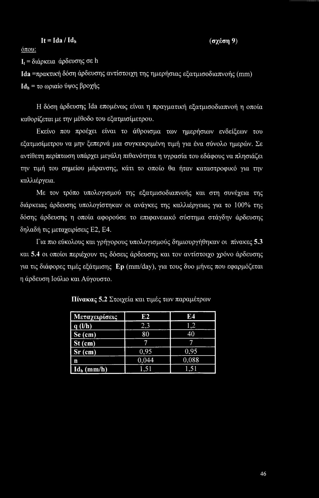 Εκείνο που προέχει είναι το άθροισμα των ημερήσιων ενδείξεων του εξατμισίμετρου να μην ξεπερνά μια συγκεκριμένη τιμή για ένα σύνολο ημερών.