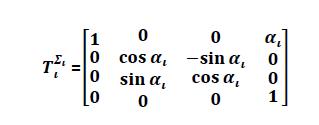 άξονα x 0 Βήμα 4: Περιστροφή γύρω από τον άξονα Χi κατά γωνία αi Από το βήμα 1 και βήμα 2, παίρνουμε την μήτρα μετασχηματισμού Ένω εφαρμόζοντας το βήμα 3 και βήμα 4 έχουμε την μήτρα μετασχηματισμού