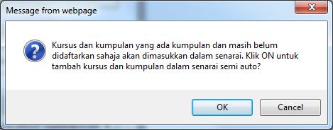 Klik Tambah Dalam Senarai. 28. Gambarajah 1.4 akan dipaparkan : - Klik OK 29. Klik OK. 30.