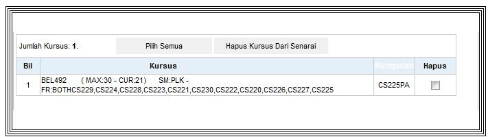 9 Klik Pilih Semua Klik Hapus Kursus Dari Senarai Klik Checkbox Gambarajah 2.0 31.