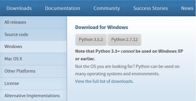 Η ιστοσελίδα της Python www.python.