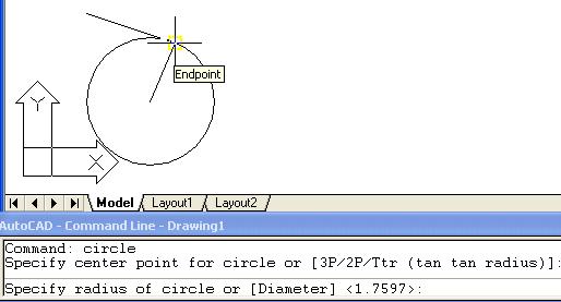 Comenzi de desenare - CIRCLE Este opţiunea implicită Se va introduce în continuare lungimea razei cercului: fie