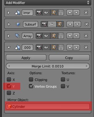 Μεταβείτε σε Object mode και για κάθε τμήμα του λουριού, προσθέστε ένα mirror modifier,