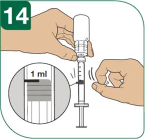 14 - Εάν σχηματιστεί υπερβολική ποσότητα φυσαλίδων αέρα, αφαιρέστε την κτυπώντας ελαφρά τη σύριγγα.