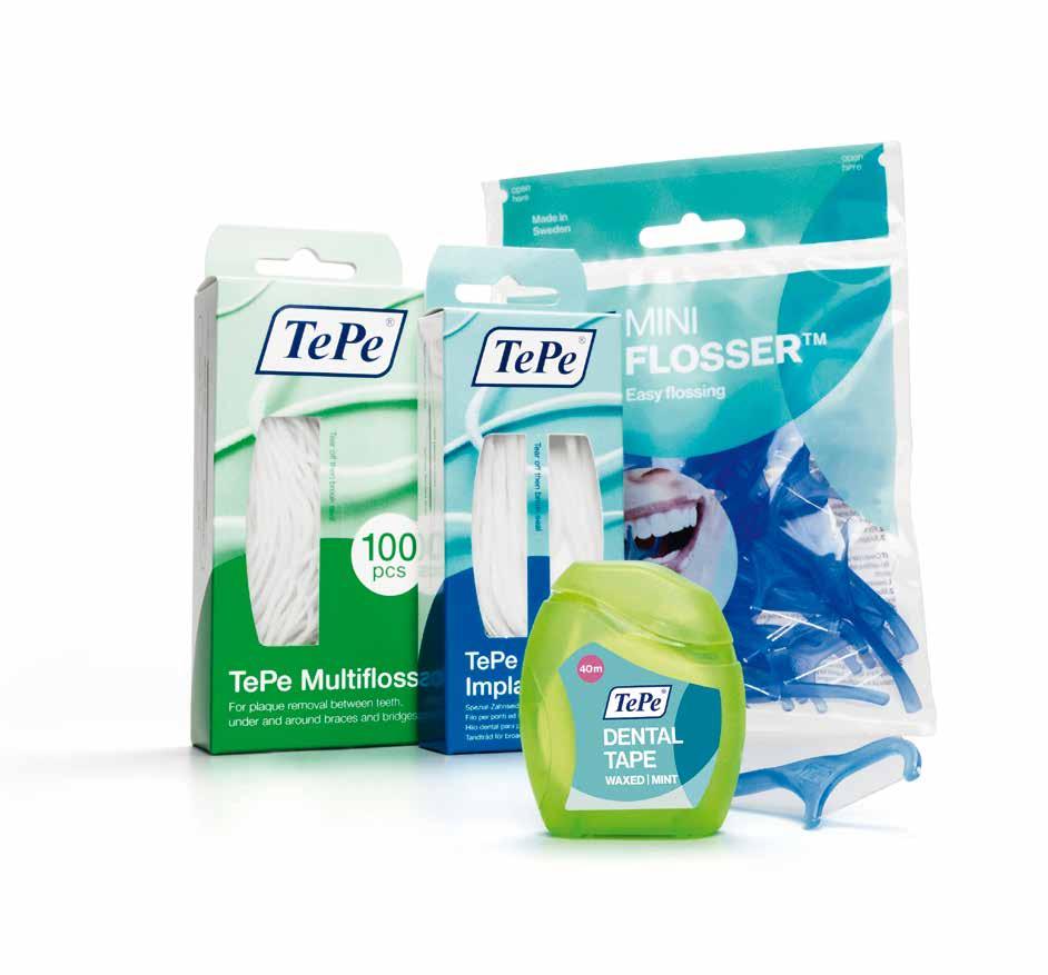 ΝΕΟ! TePe Dental Floss για όλες τις ανάγκες TePe Multifloss Το σπογγώδες νήμα Multifloss της TePe συνδυάζει τρία χαρακτηριστικά σε ένα.