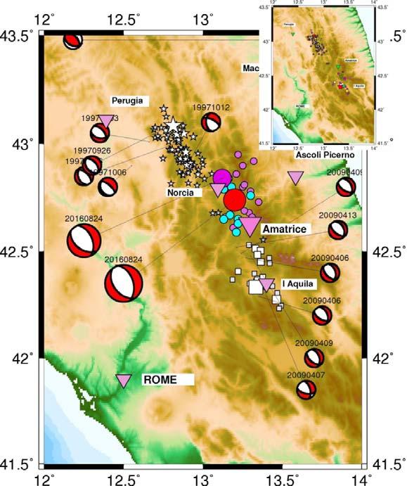 Κατά την τελευταία 20ετία η περιοχή της Κεντρικής Ιταλίας έχει πληγεί από καταστροφικούς σεισμούς τον Σεπτέμβριο του 1997 με μέγεθος κύριου σεισμού Μ W =6.