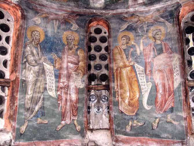 Сл. 3. Пророци Исаија, Језекиљ, Авакум и Захарија, Богородичина црква у Пећкој патријаршији, 1333/4-1336. (фотогр. В. Т. Хостетер) Pic. 3. Prophets Isaiah, Ezekiel, Habakkuk and Zechariach, The Church of the Virgin Hodegetria in the Patriarchate of Peć, 1333/4-1336.