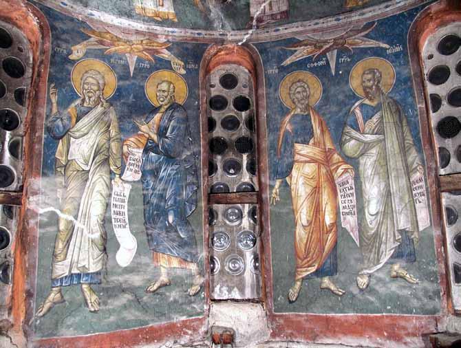 Сл. 4 Пророци Јеремија, Јона, Софонија, Јелисеј, Богородичина црква у Пећкој патријаршији, 1333/4-1336. (фотогр. В. Т. Хостетер) Pic. 4. Prophets Jeremiah, Jonah, Zephoniah, Elisha, The Church of the Virgin Hodegetria in the Patriarchate of Peć, 1333/4-1336.