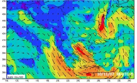 5 Χάρτες διεύθυνσης και ταχύτητας του επιφανειακού ανέμου Στο σχήμα 3.