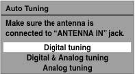 Digital tuning (naravnavanje digitalnih kanalov): Samodejno so skenirani in shranjeni le DVB kanali sprejeti na vašem območju.