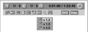 Na voljo so štiri možnosti: x1.0, x1.2, x1.5 in x2.0. Te so prikazane ne glede na trenutno stopnjo približanja. 3.