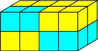 A bar consists of 2 white and 2 grey cubes glued together such that the result is a 4 1 1 bar with 2 white cubes on one end and 2 gray cubes on the other end. Which figure can be built from 4 bars?